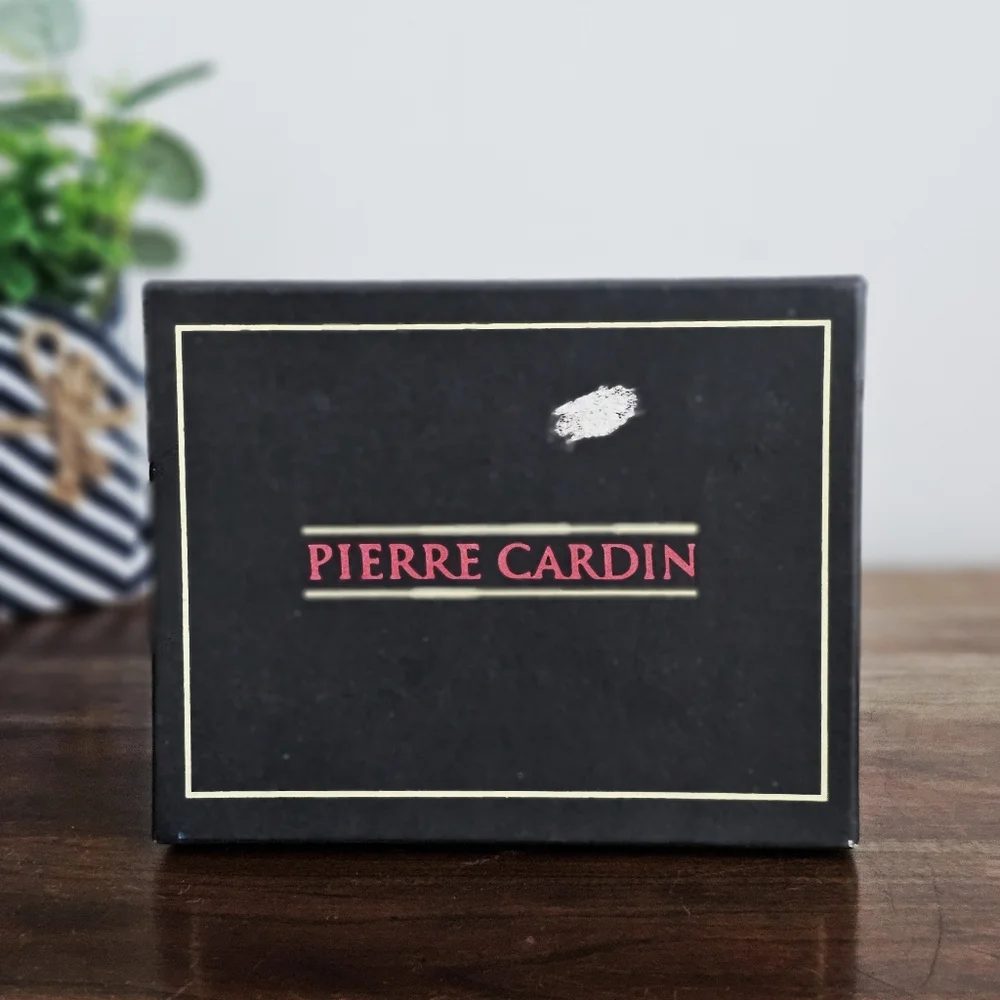 Vintage Pierre Cardin Black Genuine Leather Trifold Wallet NWT